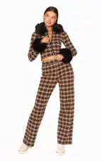 Zermatt Zip Up ~ Neutral Geo Jacquard Faux Fur(XS)