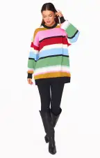 Ember Tunic Sweater ~ Multi Stripe Knit(XS)