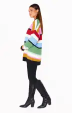 Ember Tunic Sweater ~ Multi Stripe Knit(XS)