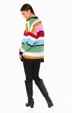 Ember Tunic Sweater ~ Multi Stripe Knit(XS)