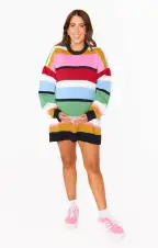 Ember Tunic Sweater ~ Multi Stripe Knit(XS)