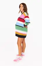 Ember Tunic Sweater ~ Multi Stripe Knit(XS)