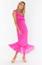 Lane Midi Dress ~ Pink Chiffon(XS)