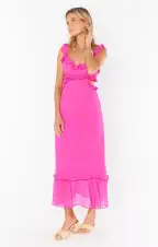 Lane Midi Dress ~ Pink Chiffon(XS)