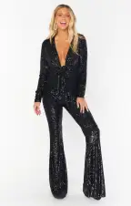 Martina Wrap Jumpsuit ~ Midnight Glitz Sequins(XS)