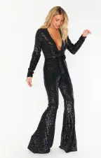 Martina Wrap Jumpsuit ~ Midnight Glitz Sequins(XS)