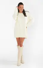 Canyon Tunic Sweater ~ Cream Fuzzy Knit(XS)