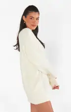 Canyon Tunic Sweater ~ Cream Fuzzy Knit(XS)