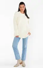 Canyon Tunic Sweater ~ Cream Fuzzy Knit(XS)