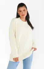 Canyon Tunic Sweater ~ Cream Fuzzy Knit(XS)