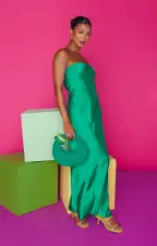 Taylor Tube Dress ~ Clover Green Luxe Satin(XS)