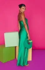 Taylor Tube Dress ~ Clover Green Luxe Satin(XS)