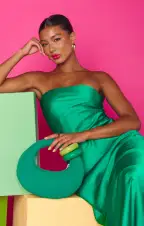 Taylor Tube Dress ~ Clover Green Luxe Satin(XS)