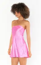 Taylor Tube Mini Dress ~ Bright Pink Rose Satin(XS)
