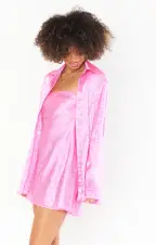 Taylor Tube Mini Dress ~ Bright Pink Rose Satin(XS)