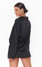 Smith Button Down ~ Black Luxe Satin(XS)