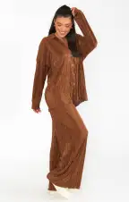Everywhere Pants ~ Chocolate Pleat(XS)