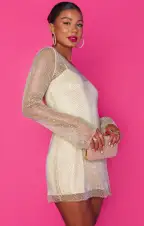 Iconic Mini Dress ~ Nude Glitz(XS)