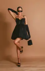 Bubble Bow Mini ~ Black Taffeta(XS)