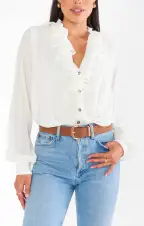 Suki Ruffle Top ~ Wedding Cake Chiffon(XS)