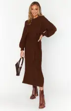 Barb Sweater Dress ~ Chocolate Cable Knit(XS)