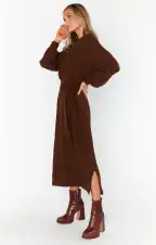 Barb Sweater Dress ~ Chocolate Cable Knit(XS)