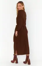 Barb Sweater Dress ~ Chocolate Cable Knit(XS)