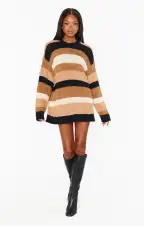 Timothy Tunic Sweater ~ Neutral Multi Stripe Knit(XS)