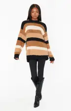 Timothy Tunic Sweater ~ Neutral Multi Stripe Knit(XS)