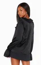 Adela Ruffle Top ~ Black Luxe Satin(XS)