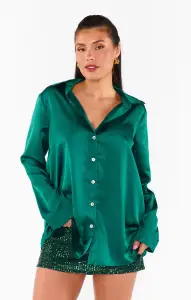 Smith Button Down ~ Emerald Luxe Satin(XS)