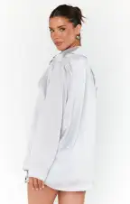 Smith Button Down ~ Silver Luxe Satin(XS)