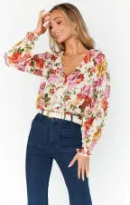 Lydia Ruffle Top ~ Ivory Hillside Floral(XS)