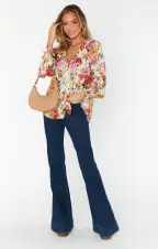 Lydia Ruffle Top ~ Ivory Hillside Floral(XS)