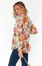 Lydia Ruffle Top ~ Ivory Hillside Floral(XS)