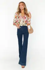 Lydia Ruffle Top ~ Ivory Hillside Floral(XS)