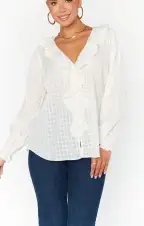 Lydia Ruffle Top ~ White Cotton Voile(XS)