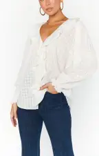 Lydia Ruffle Top ~ White Cotton Voile(XS)
