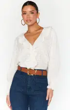 Lydia Ruffle Top ~ White Cotton Voile(XS)