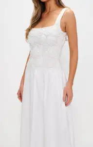 Bradshaw Maxi Dress ~ Rosette Mesh White(XS)