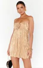 GNO Mini Dress ~ Gold Pleat(XS)