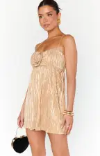 GNO Mini Dress ~ Gold Pleat(XS)