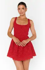 Ricci Skort Dress ~ Radiant Red Lace(XS)