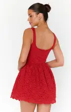 Ricci Skort Dress ~ Radiant Red Lace(XS)