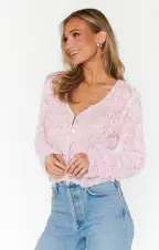 Maxene Top ~ Rosette Mesh Pink(XS)