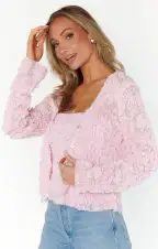 Maxene Top ~ Rosette Mesh Pink(XS)