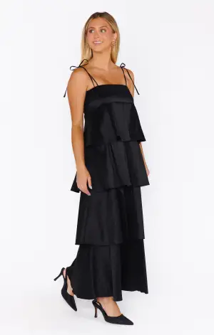Meet Cute Dress ~ Black Taffeta(XS)