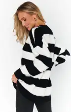 Hometown Tunic Sweater ~ Black White Stripe Knit(XS)