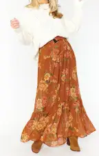 Larina Midi Skirt ~ Garden Harvest