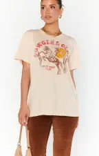 Travis Tee ~ Distressed Cowgirl Graphic(XS)